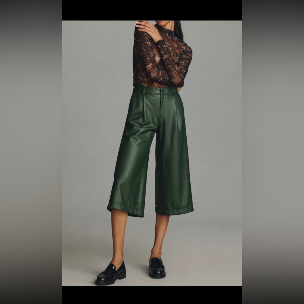 NWT Anthropologie Faux Leader Wide -Leg Culottes - Picture 3 of 9